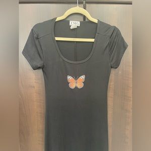 TMG VINTAGE BUTTERFLY BLACK DRESS SIZE M